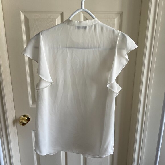 Babaton Blouse Top Size S White Button Up High Neck - Picture 4 of 4